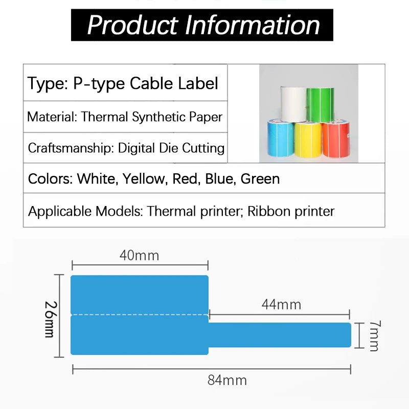 500Pcs/Roll Thermal Cable Label Stickers Waterproof Network Ethernet Cable Marker Organization Labels Tag Stickers 70x24/84x26mm