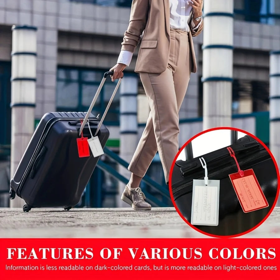 10pcs Luggage Tags, PVC Travel Bag ID Tags, Airplane Travel Essentials, Luggage Accessories - Casual, Vacation, Fashion Style
