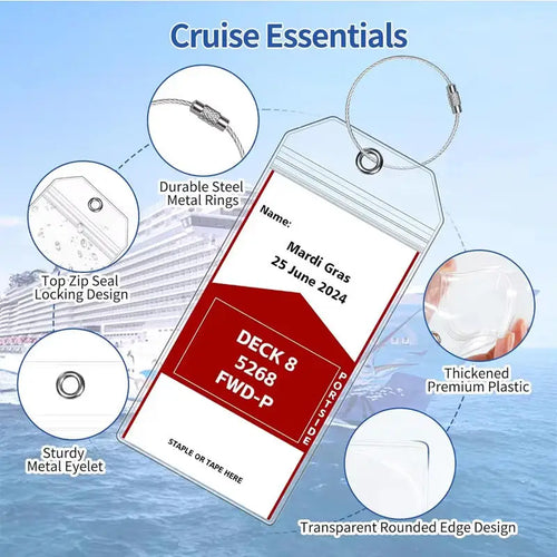5-25PCS Transparent Cruise Luggage Tags PVC Waterproof Travel Baggage Labels With Loops Keyring Holders For Easy Identification