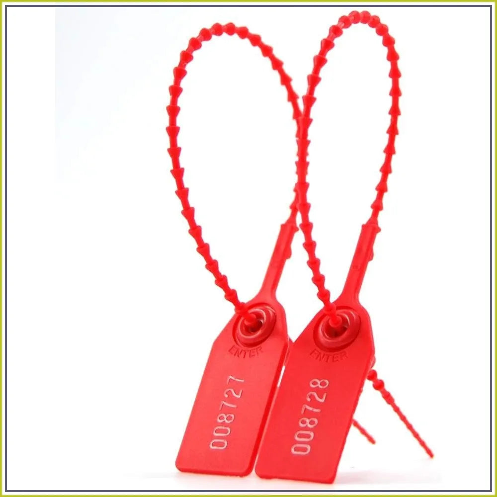 100 Plastic Tamper Seals, Numbered Zip Ties for Fire Extinguisher, Security Tags, Disposable Self-Locking, 250mm