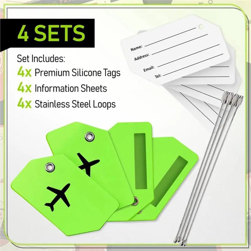 ABRT-Easy Identification Luggage Tags 4-Pack Untethered Set For Suitcases& Travel Bags Includes Partial Privacy Cover
